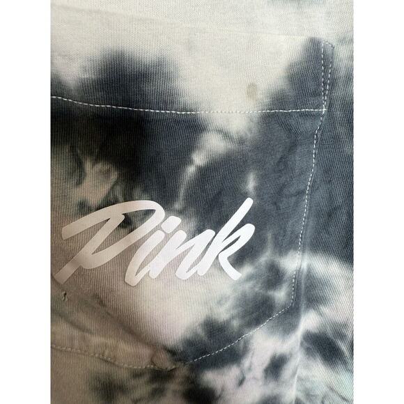 Pink Victoria's Secret Tie Dye Shirt Women's XS Long Sleeve Tee Black Blue Crew - Picture 2 of 8